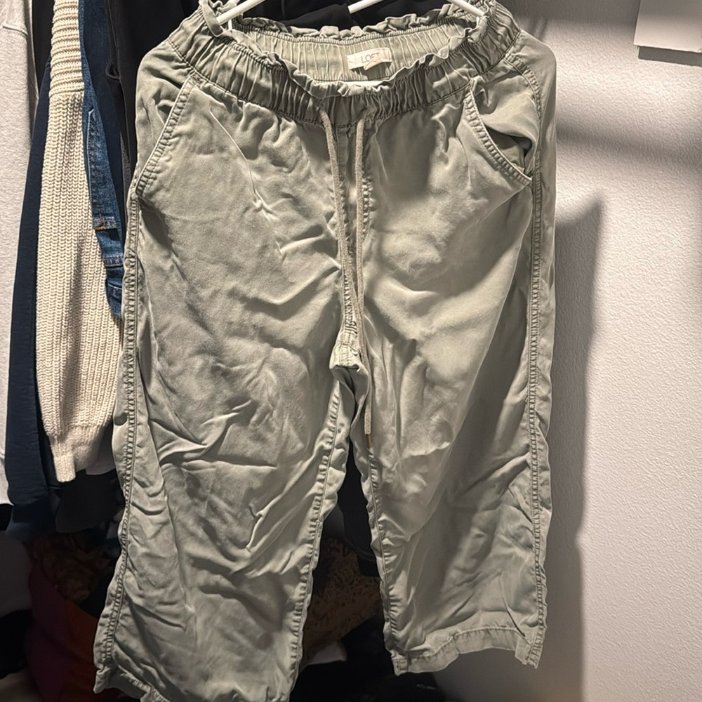 Loft Olive Green wide leg pants, size S petite